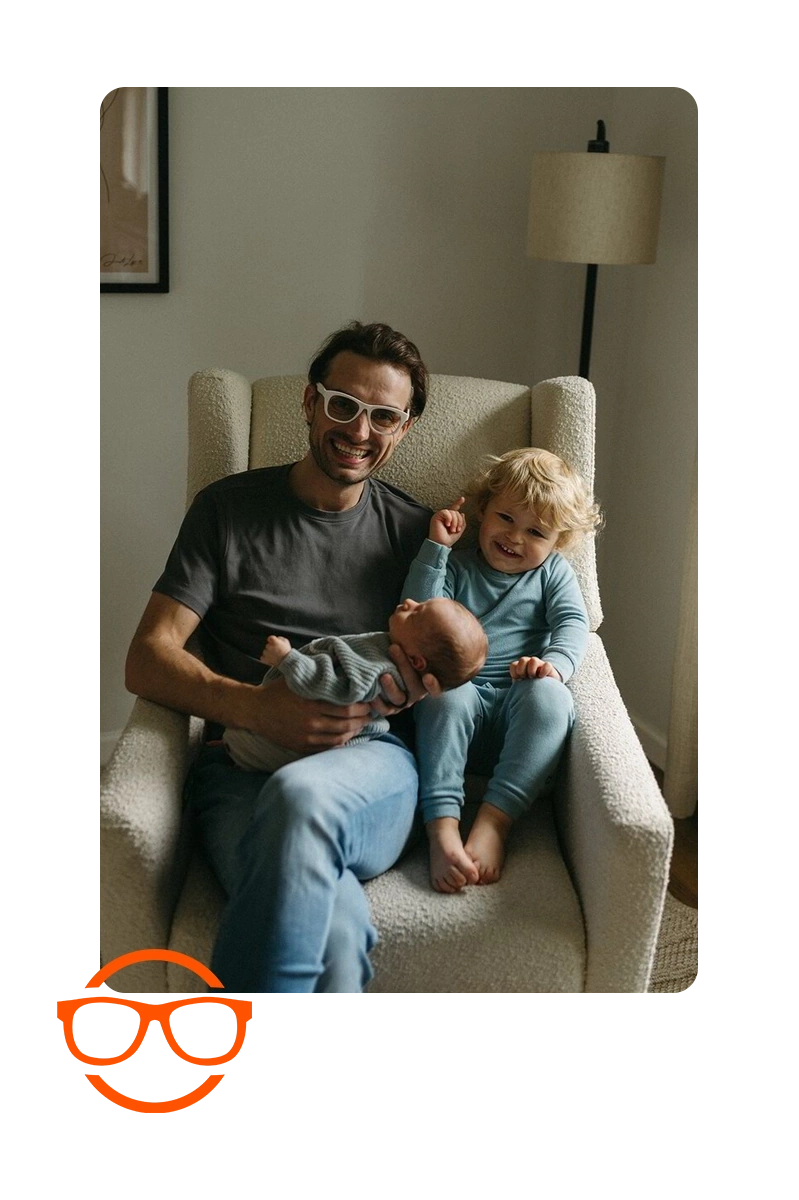 Slavik Lund at home with his sons